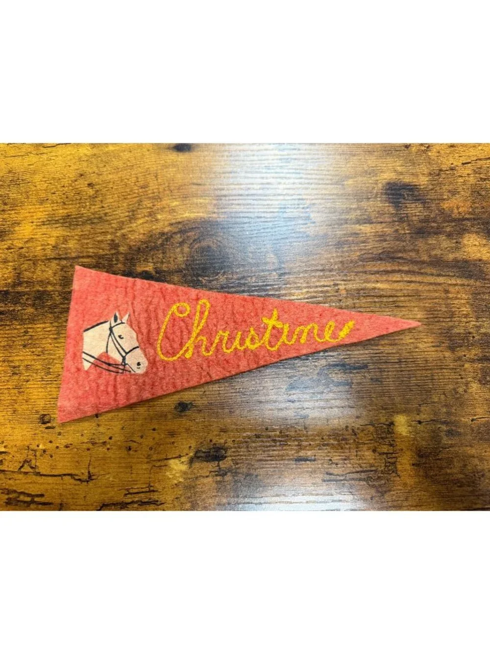 Vintage Stitched Christine mini pennant with horse